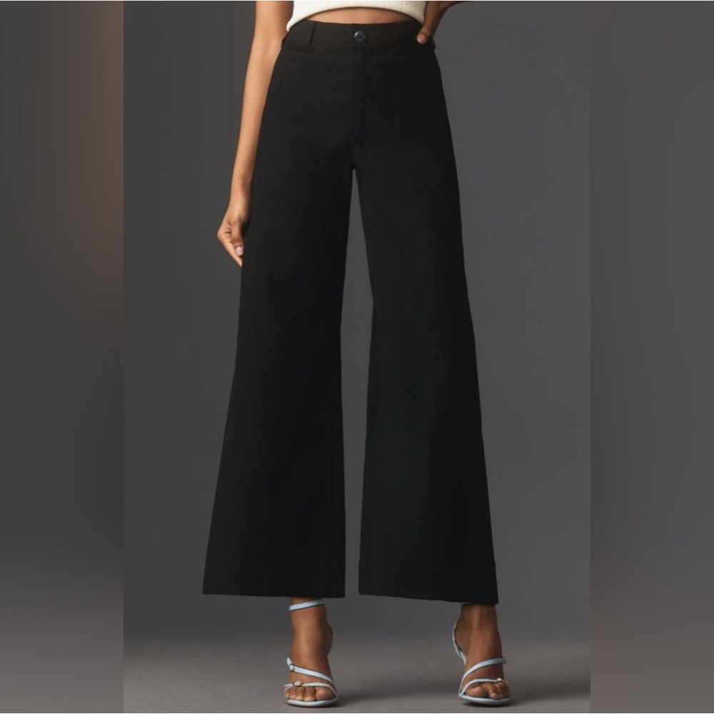 NEW Anthropologie Maeve The Ettie High Rise Wide Leg Pants in Black Women's 30